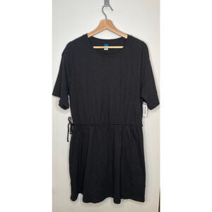 NWT Old Navy Black T Shirt Dress Women's Large Side Tie Short Sleeve Cotton
